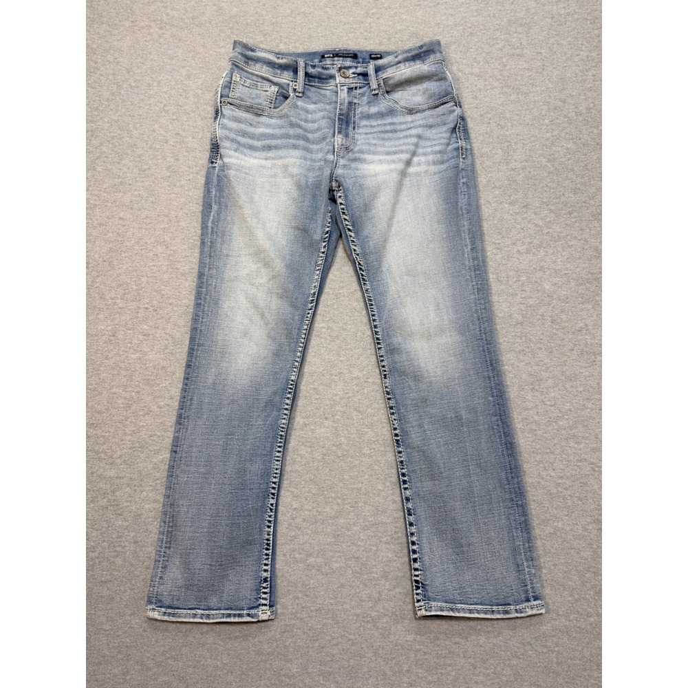 BKE Jake Straight Leg Mens Jeans 32x30 Light Wash Thick Stitch Denim